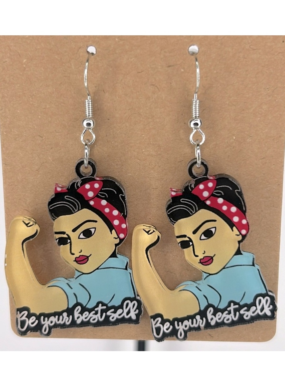 *LAST SET* “Be Your Best Self” Dangle Earrings 2D Acrylic Fashion Jewelry